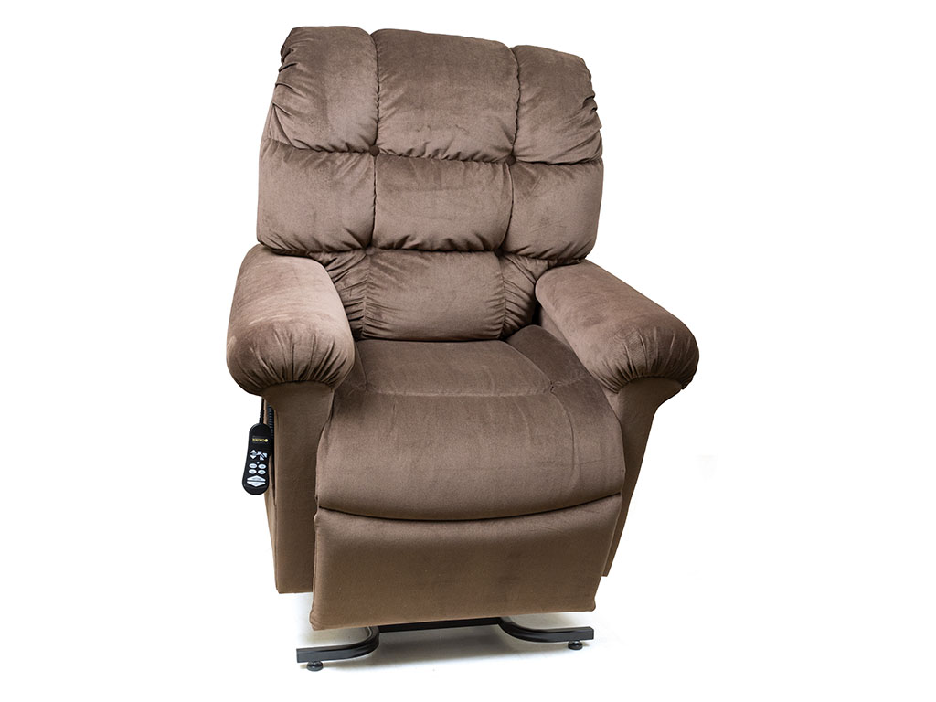 Photo of the Cloud lift chair in brown color.